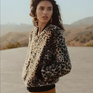 Anthropologie Faux Fur Bomber Jacket sz small